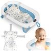 Ricokids Bagnetto Neonato Pieghevole con Termometro e Cuscino - Leggera e Antiscivolo - Bianco-Blu