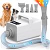 YAZEKY Asciugacapelli per Cani Blower Molto Silenzioso, velocità Regolabile, Ventilatore per la Cura del Cane con Diversi ugelli, Tubo Elastico e Spazzola per la Cura (Bianco)