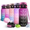 Motswedi Borraccia 500 ml, con Cannuccia, Bottiglia d'acqua Sportiva, a Prova di Perdite, Borraccia Palestra, Motivazionale, Bottiglia Acqua, per Scuola, Yoga, Sport, Fucsia & Nero