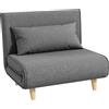 HOMCOM Poltrona Letto 3 in 1 con Schienale Reclinabile su 6 Posizioni in Tessuto, 94x78x80 cm, Grigio | Aosom Italy