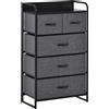 HOMCOM Cassettiera Mobiletto da Rangement 5 cassetti Pieghevoli in Tessuto 58 x 29 x 99 cm Grigio