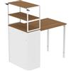 HOMCOM Scrivania Pieghevole Tavolo da Cucina con 4 Ripiani Scrivania per Computer Tavolo da Lavoro per Laptop 105 x 60 x 127 cm Legno Naturale | Aosom Italy