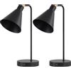 HOMCOM Set di 2 Lampade da Tavolo Moderne in Acciaio con Porte USB, Attacco E27, Lampadina non Inclusa, Nero | Aosom Italy