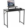 Relaxdays scrivania con Supporto Monitor in MDF e Metallo, 75x80x40 cm, Nero, Ufficio Domestico