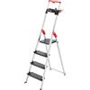 Hailo L100 Topline - Scala di sicurezza in alluminio, 4 gradini XXL fino a 150 kg, con staffa di fissaggio estraibile, blocco piattaforma, molti accessori, scala pieghevole in alluminio, made in