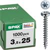 SPAX, A9J, Vite universale, testa semi-rotonda, T-STAR plus, 4 Cut, filettatura piena, 1000 pezzi, 3,5 x 25 mm, Zincato lucido