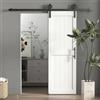 HOMCOM Porta Scorrevole Esterna Muro 71.5x213.4cm, Binario Acciaio, Maniglia Migliorato, Ruote, Porta da Interno in Stile Industriale, in MDF e Legno Pino, Impermeabile, per Cucina, Bagno, Soggiorno