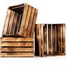 PINEEA Cassette Legno Vintage Fiammato - Cassetta di Legno 50x40x30 - Multifunzionali Decorative - Per Frutta, Verdura, Vino o Libri (3 Pezzi)