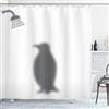 ABAKUHAUS Pinguino Tenda da Doccia, Facendo la doccia Animal, Tessuto Set di Decorazioni per il Bagno con Ganci, 175 x 200 cm, Grigio E Bianco