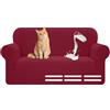 Hengrongshen Copridivani Elasticizzati, Copri Divano 1/2/3/4 Posti con Braccioli, Copridivano Universale per Animali Antigraffio & Impermeabile (2 Posti, 130-180 cm, Vino Rosso‌)