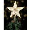 Spetebo Punta per albero di Natale con 10 LED, timer/batteria, 18 x 22 cm, bianco caldo, forma stella