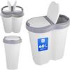 KADAX Pattumiera doppia, 2 x 20 litri, sistema di raccolta differenziata con 2 scomparti, pattumiera doppia con coperchio, pattumiera in plastica per cucina, pattumiera da cucina (40 l)