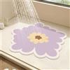 SHIJHUI Tappetino da doccia rotondo con fiore, antiscivolo anti-muffa in PVC, viola, 50 x 50 cm