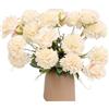 KP HOME Mazzo di Crisantemi e Rose Finte in Seta Tocco Reale - Fiori Finti Per Decorazioni con 12 Capolini Crema Blanco, Steli H 42cm, Composizione per Interni ed Esterni, Matrimoni, Eventi o Cimitero