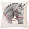 textile idea Federa per cuscino 45x45 Gobelin, cuscino decorativo con motivo, federa per cuscino, cuscino decorativo, cuscino per divano - Cavallo grigio 1 PEZZO.