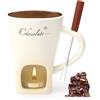 GZRXIOUS Set per fonduta di cioccolato in ceramica 130ML Tazza per fonduta di cioccolato con porta candele e forchette Set per fonduta di cioccolato Set per fonduta di cioccolato per cioccolato