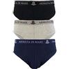 Armata di mare 3 Slip Mutande da Uomo Cotone Elasticizzato con Elastico Esterno a Vista e Scritta Bianco Nero Grigio Blu (4/M, Assortito)