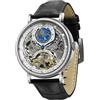 TIME100 Orologio Uomo Meccanico Automatico Scheletrato, Movimento Automatico, Cinturino in Vera Pelle, Orologio da Uomo con Cassa in Acciaio Inossidabile, 30M Resistente all'Acqua(NeroArgento)