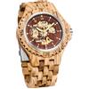 Tiong Orologi meccanici in legno da uomo scheletro numeri romani carica automatica Orologio in legno leggero per uomini Orologio da polso, Fbm-mw1090-marrone rosso, Gotico