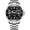 Stuhrling Original Edizione Faccia nera Orologio Automatico da Uomo 200m Orologio sportivo resistente all'acqua, con corona a vite, braccialetto in acciaio inox, lunetta girevole unidirezionale