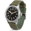 PRAESIDUS | 𝗔-𝟭𝟭 𝗦𝗲𝗿𝘃𝗶𝗰𝗲 𝗪𝗮𝘁𝗰𝗵 - Orologi da Polso da Uomo Militari - Quadrante Nero da 38 mm e Cinturino in Tela Verde, Assemblato negli USA, Automatico