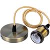 Hsthe Sea Lampada a Sospensione Con Anello a Vite, Portalampada E27 in Alluminio Vintage Retro, Cavo in Tessuto da 100 cm, Regolabile in Altezza, Bronzo