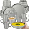 tectake® Set di Stoviglie in Gres per 6 Persone, 30 Pezzi, Design Urban | Servizio Piatti in Gres Smaltato, Adatto a Lavastoviglie e Microonde, Impilabili Salvaspazio, Piatti, Ciotole, Tazze, Grigio