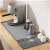 Gachiwar Tappetino da caffè diviso - Design 2 in 1 per attrezzature e tazze da caffè - Cuscino inferiore 61x40,5 cm - Vassoio 40x19 cm per la casa e la cucina (grigio).