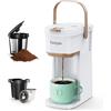 Tastyle Caffettiera a tazza singola per capsule K Cups e caffè macinato, mini macchina da caffè con manico portatile, dimensioni di preparazione da 6 a 12 once, per viaggi, campeggio, ufficio, camper