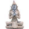 ANCLLO The Hue Arenaria Meditazione Statua di Buddha Scultura Figurina intagliata a mano Nero dorato #8131