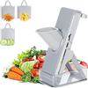 NAILAO Poligono Mandolina per Verdure Affettatrice Professionale, Mandolina Regolabile Affettaverdure Tagliaverdure Verticale per Cibo, Frutta e Verdura,Grigio