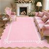 CAROMIO Tappeto moderno smerlato per soggiorno, 160 x 230 cm, lavabile, per camera da letto, design con grande fiocco, a pelo corto, con retro in gomma, decorazione per la casa, rosa