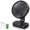 Twinice Ventilatore da Scrivania USB, Batteria Ricaricabile 4500 mAh, 4 Velocità, Oscillazione Automatica, Schermo Digitale, Nero