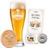 guobinZH 1986 Regalo Compleanno Uomo 40 Anni Bicchiere Birra 580ml Personalizzato | con Sottobicchiere in Legno Apribottiglie e Biglietti di Auguri Idee Regalo Originali di Pensione per Uomo Papà e Nonno Zio
