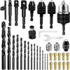 OFNMY Set Mandrino Trapano 38 Pezzi | Mandrino 1,5-13 mm + Portautensili Rapido + Adattatore Trapano (1/4 3/8 1/2) + Punte Elicoidali 1,5-10 mm | Compatibile con Dremel e Utensili Rotativi