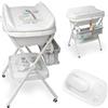 Interbaby Vaschetta Bagnetto Fasciatoio Pieghevole, Gambe, Ruote (Stelle)