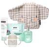 Suavinex, Zaino asilo per bambini, cesto regalo per bambini, con Baby Cologne Memories 100 ml + crema pannolino 50 ml + confezione da 25 salviettine dermoidratanti + tazza di apprendimento, elefante