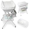 Interbaby Vaschetta Bagnetto Fasciatoio Pieghevole, Gambe, Ruote (Dino)