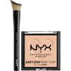 NYX Professional Makeup Fondotinta in Polvere Can't Stop Won't Stop 03 Light Medium Opacizzante e Matificante + Pennello Viso Total Control Drop con Setole Angolate - Set da 2