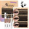 AILAISHI Kit Extension Ciglia Completo, 224 Ciglia Finte Ciuffetti 9-16mm Misti 60D/80D/100D - Curl D Fluffy Volume Massimo con Colla, Sigillante e Pinzette - Facile da Applicare per Look Drammatico