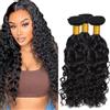 HeioWuio Extension di capelli umani da 56, 61, 66 cm, #1B, colore nero naturale, ondulati, 3 ciocche in totale, 300 g