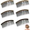 XCSJ Pettine per capelli da agganciare, 6 pezzi, con 24 denti, antiscivolo, in plastica, con rivestimento in tessuto, per acconciature e capelli di bambini (nero, 6 pezzi)