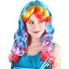 MOYGOR Arcobaleno Parrucche da donna, Cosplay Wig colorato ricci capelli Halloween Carnevale Costume di Carnevale Parrucca