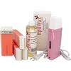 EpilWax Royal Depilatory Kit completo di: Scaldacera professionale, 4 Roll-On di cera da 100 ml di Rosa 100 strisce depilatorie, 1 flacone di olio dopocera da 250 ml - (Royal Rosa Series 4)