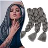 Gairyan Extension per Treccine Africane Jumbo Braisd Extension a Treccia 60cm 300g 3PCS Extension Treccine Africane Treccia Capelli Finti Sintetici Kanekalon Afro Ombre (Grigio Scuro)