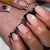 Aribliseza adesivi per unghie, 24 pezzi, unghie finte corte in stile Y2K, decorate con stelle e strass, dolci e cool, tendenze nail art 2026