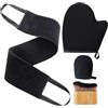 PacuM 4 Pezzi Guanto Autoabbronzante Peluche Self Tanning Glove Nera Autoabbronzante Corpo Guanto Appendibile Autoabbronzanti Applicatore Crema Solare Tan Spazzola per Abbronzatura Corpo