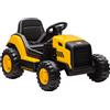 Trattore Elettrico per Bambini 3-6 Anni Marchio Ufficiale CAT 12V Guida Manuale e con Telecomando Giallo