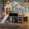 Oxtao Lettino per bambini 90 x 200 cm, design sottotetto con scala di sicurezza e scivolo di sicurezza, con lavagna graffiti, letto singolo, letto a soppalco (bianco, 90 x 200 cm)