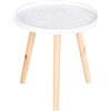 HOMCOM Tavolino da Salotto Moderno Rotondo, Tavolino da Caffè con Bordo Rialzato e Tre Gambe, per Camera e Soggiorno, in Legno Bianco e Oro